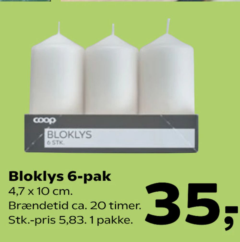 Tilbud på Bloklys 6-pak fra SuperBrugsen til 35 kr.