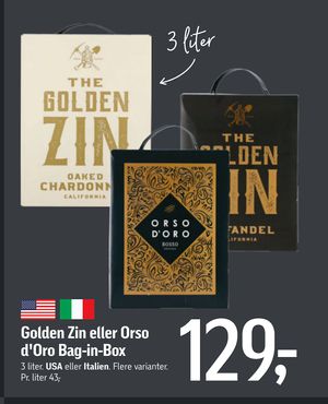 Golden Zin eller Orso d'Oro Bag-in-Box