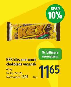 KEX kiks med mørk chokolade vegansk