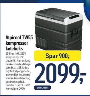Alpicool TW55 kompressor køleboks