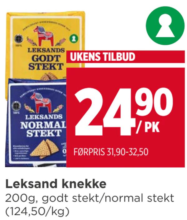 Leksand knekke 200g, godt stekt/normal stekt (124,50/kg) UKENS TILBUD FØRPRIS 31,90-32,50