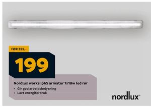 Nordlux works ip65 armatur 1x18w led rør