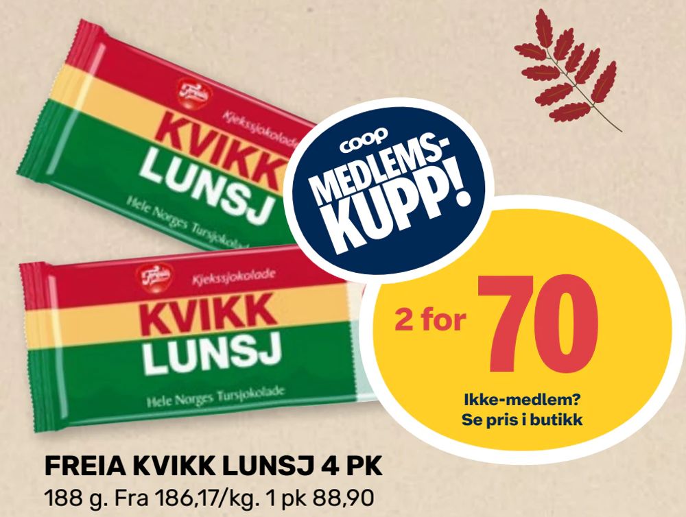 Freia Kvikk Lunsj 4 Pk