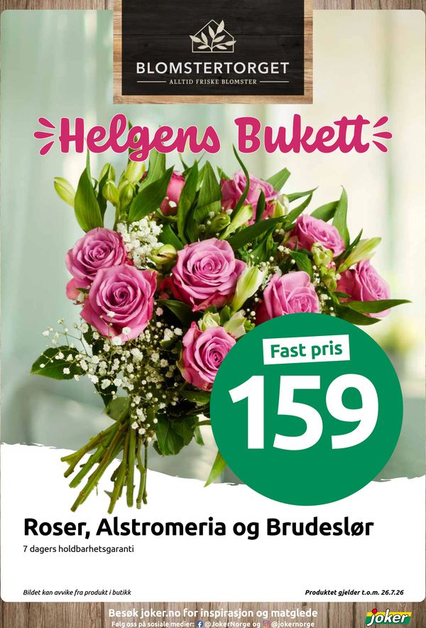 Roser, Alstromeria og Brudeslør Fast pris
7 dagers holdbarhetsgaranti
Bildet kan avvike fra produkt i butikk
Produktet gjelder t.o.m. 26.7.26
