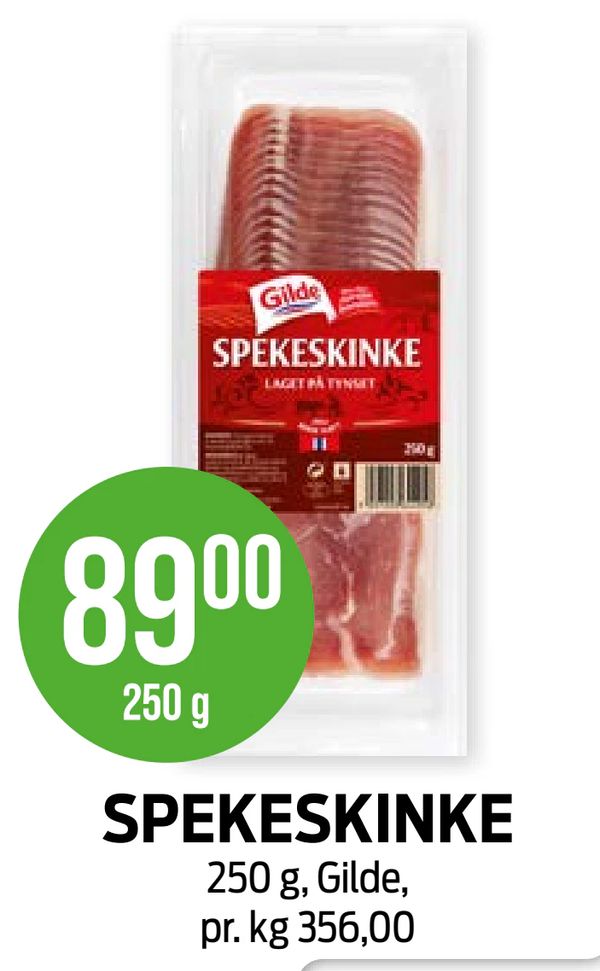 SPEKESKINKE 250 g, Gilde, pr. kg 356,00