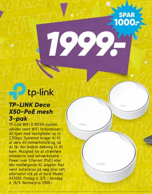 TP-LINK Deco X50-PoE mesh 3-pak