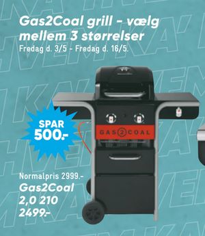 Gas2Coal grill - vælg mellem 3 størrelser