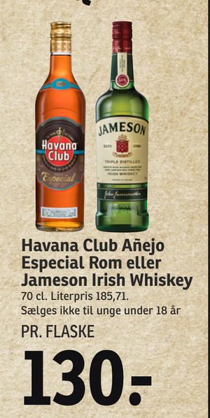 Havana Club Añejo Especial Rom eller Jameson Irish Whiskey