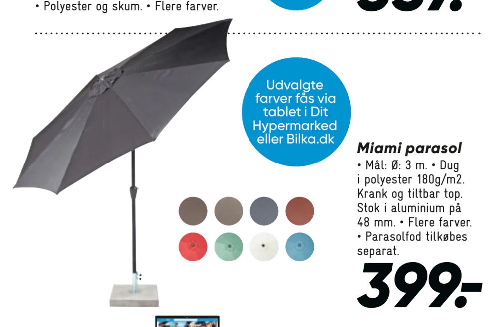 Tilbud på Miami parasol fra Bilka til 399 kr.
