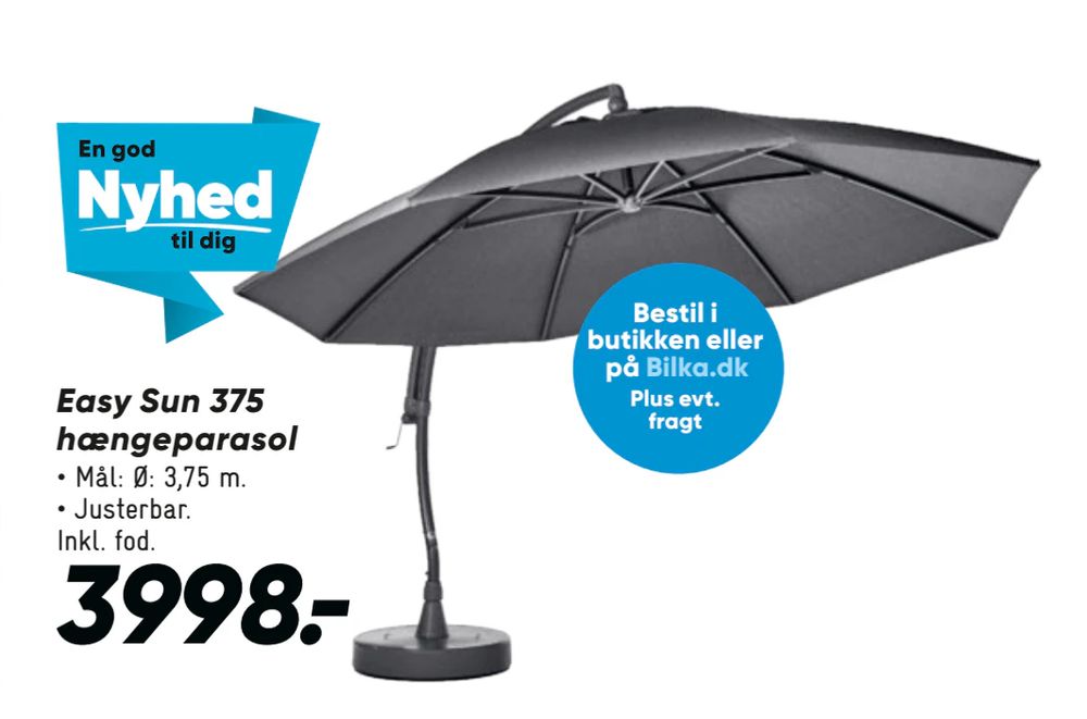 Tilbud på Easy Sun 375 hængeparasol fra Bilka til 3.998 kr.