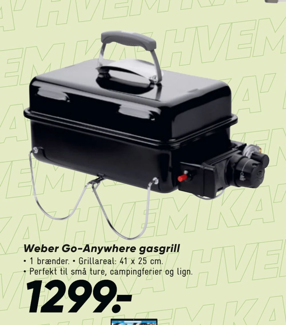 Tilbud på Weber Go-Anywhere gasgrill fra Bilka til 1.299 kr.