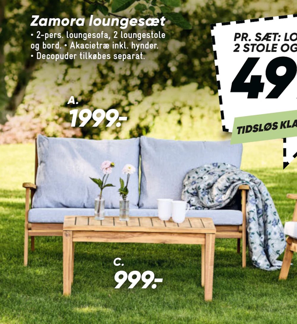 Tilbud på Zamora loungesæt fra Bilka til 1.999 kr.