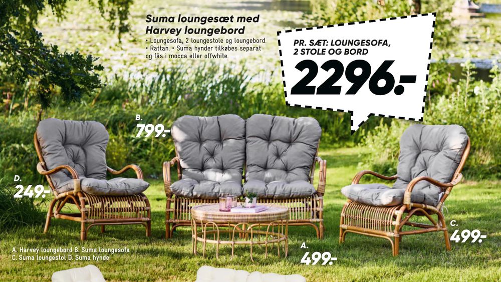Tilbud på Suma loungesæt med Harvey loungebord fra Bilka til 2.296 kr.