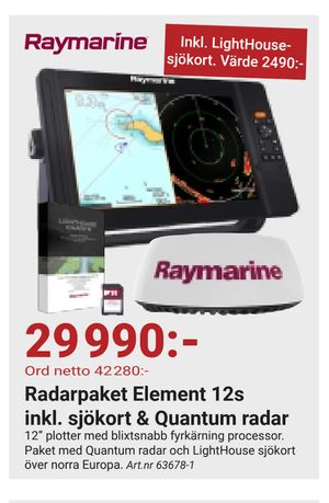 Radarpaket Element 12s inkl. sjökort & Quantum radar