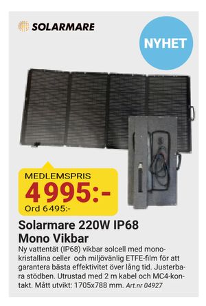 Solarmare 220W IP68 Mono Vikbar