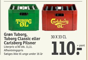 Grøn Tuborg, Tuborg Classic eller Carlsberg Pilsner