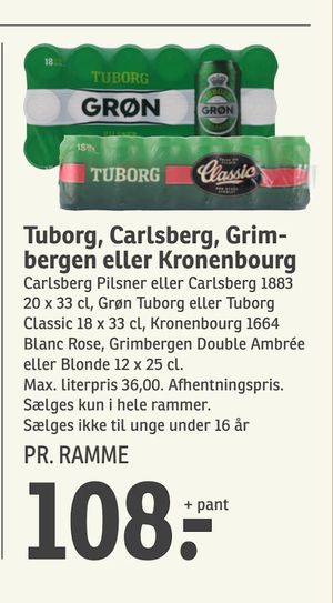Tuborg, Carlsberg, Grimbergen eller Kronenbourg