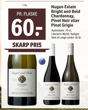 Nugan Estate Bright and Bold Chardonnay, Pinot Noir eller Pinot Grigio