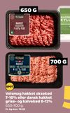 Velsmag hakket oksekød 7-10% eller dansk hakket grise- og kalvekød 8-12%