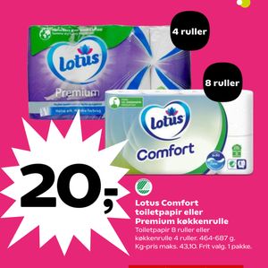 Lotus Comfort toiletpapir eller Premium køkkenrulle