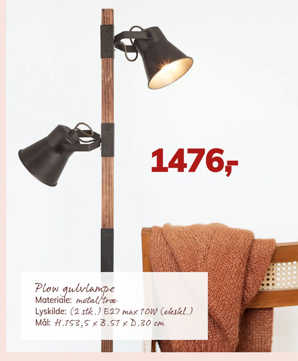 Tilbud på Plow gulvlampe fra Daells Bolighus til 1.476 kr.