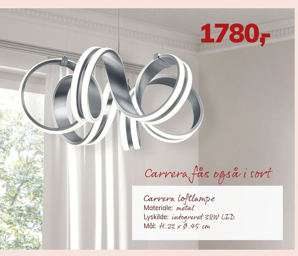 Tilbud på Carrera loftlampe fra Daells Bolighus til 1.780 kr.