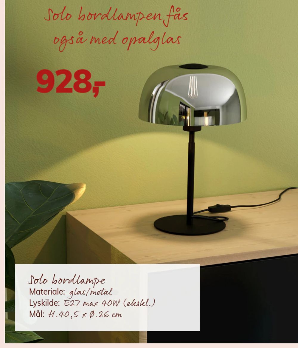 Tilbud på Solo bordlampe fra Daells Bolighus til 928 kr.