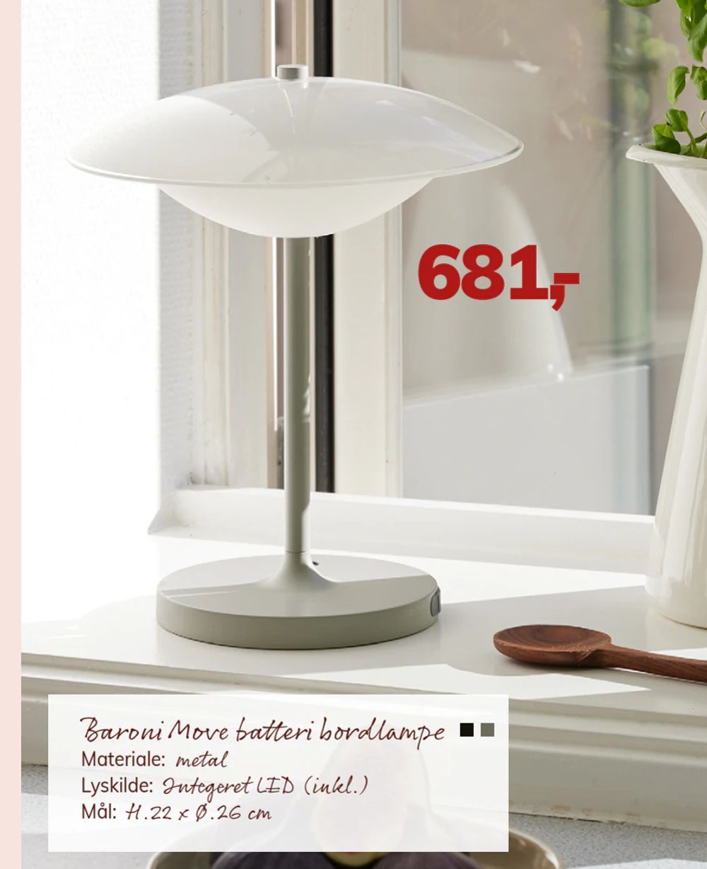 Tilbud på Baroni Move batteri bordlampe fra Daells Bolighus til 681 kr.