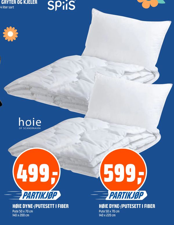 HØIE DYNE-/PUTESETT I FIBER PARTIKJØP Pute 50 x 70 cm 140 x 220 cm