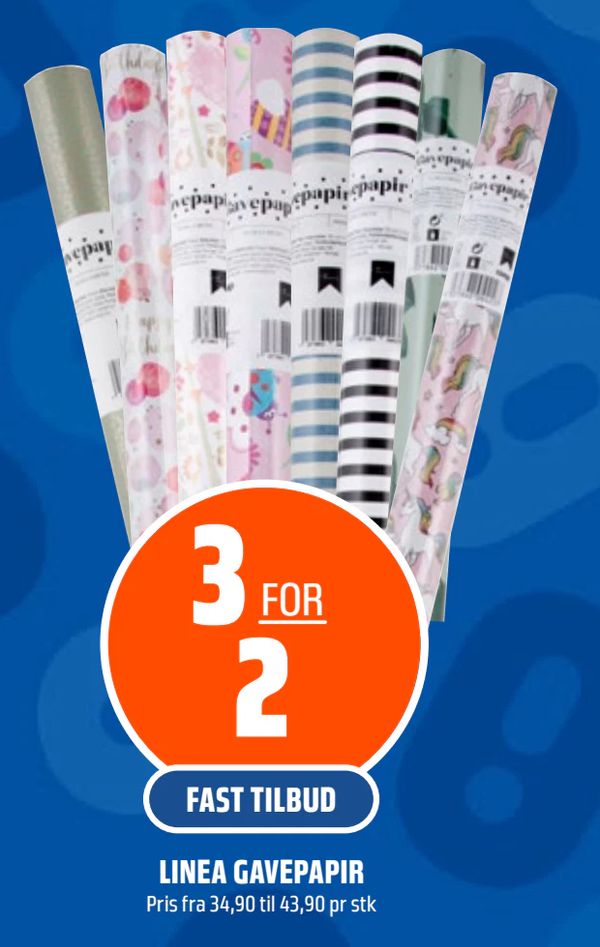 LINEA GAVEPAPIR Pris fra 34,90 til 43,90 pr stk 3 FOR 2 FAST TILBUD