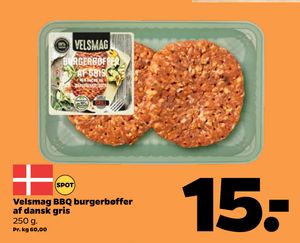 Velsmag BBQ burgerbøffer af dansk gris