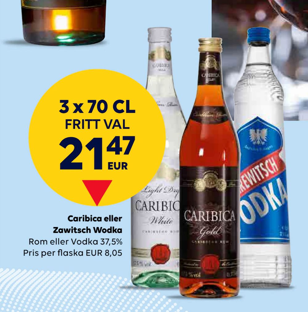 Erbjudanden på Caribica eller Zawitsch Wodka från Bordershop för 21,47 €