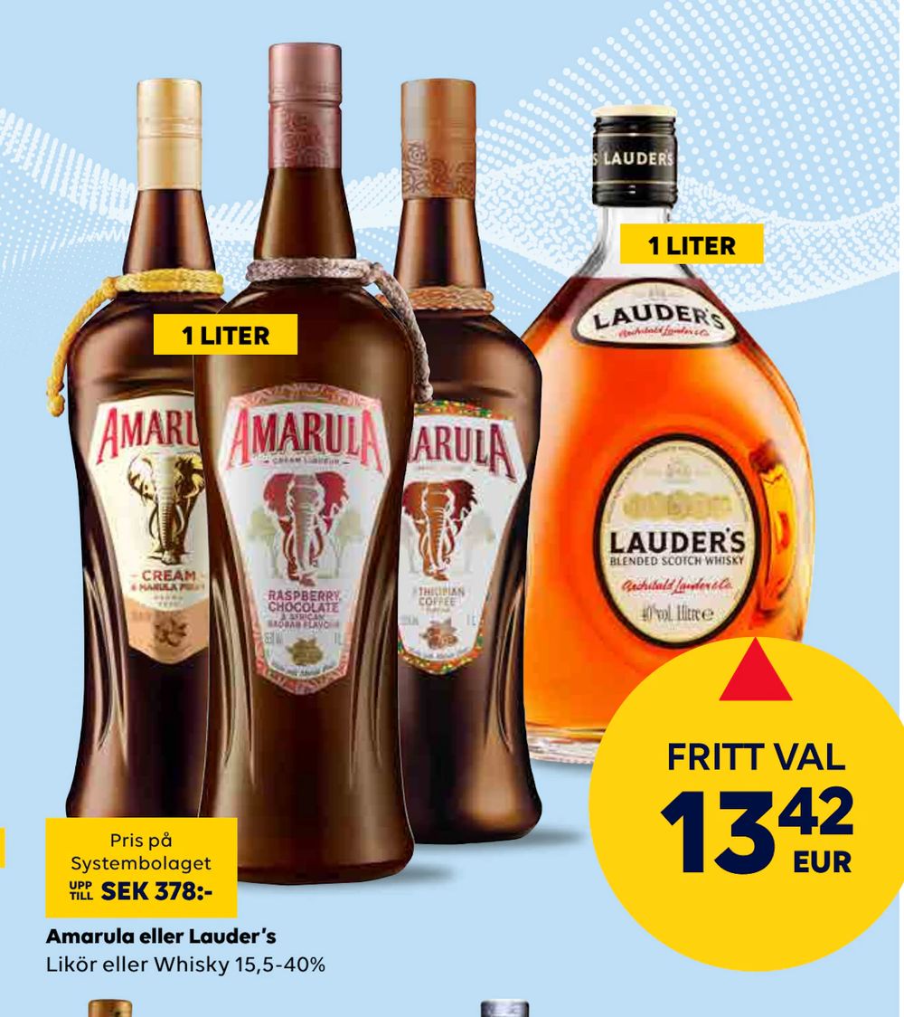 Erbjudanden på Amarula eller Lauder’s från Bordershop för 13,42 €