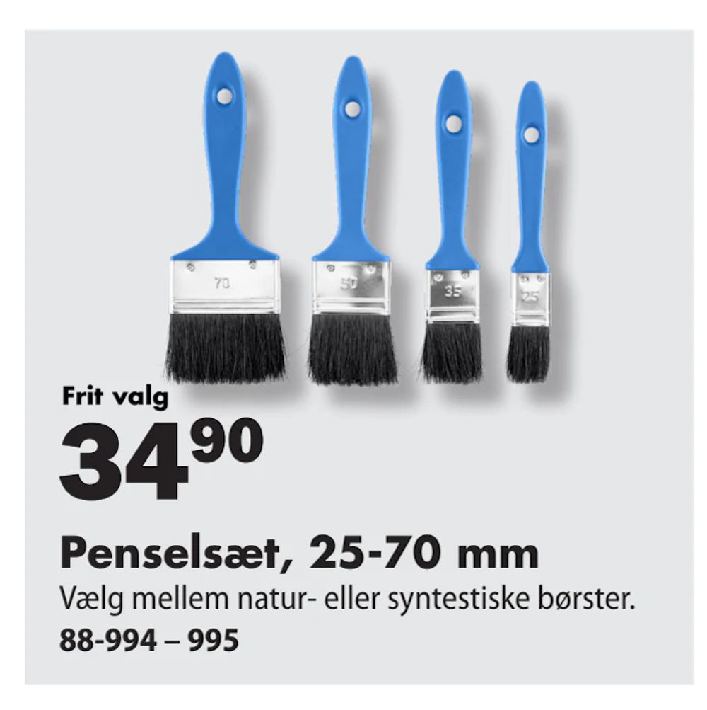 Tilbud på Penselsæt, 25-70 mm fra Biltema til 34,90 kr.