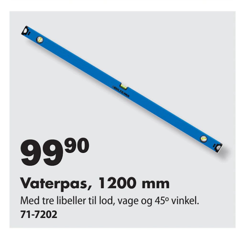 Tilbud på Vaterpas, 1200 mm fra Biltema til 99,90 kr.