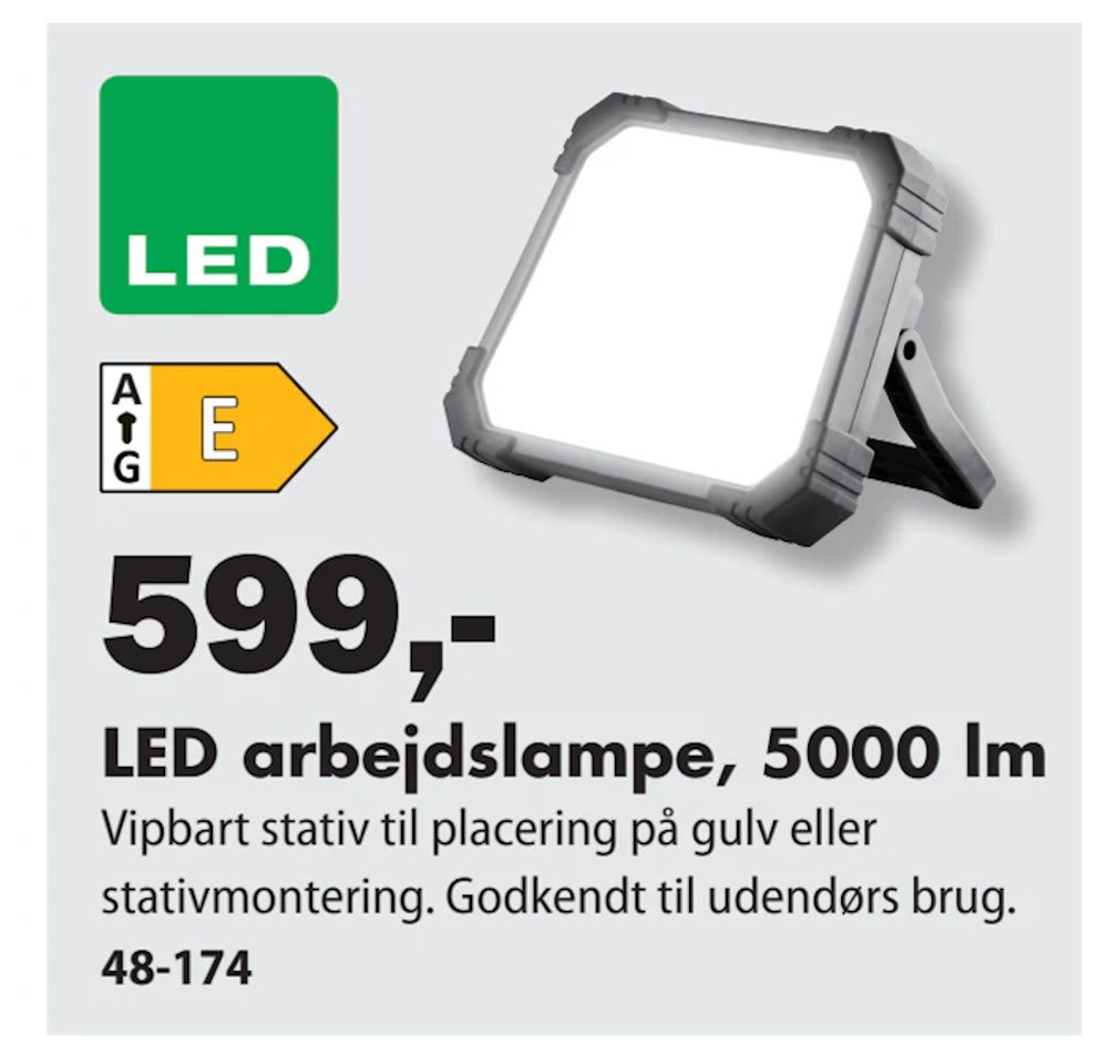 Tilbud på LED arbejdslampe, 5000 lm fra Biltema til 599 kr.