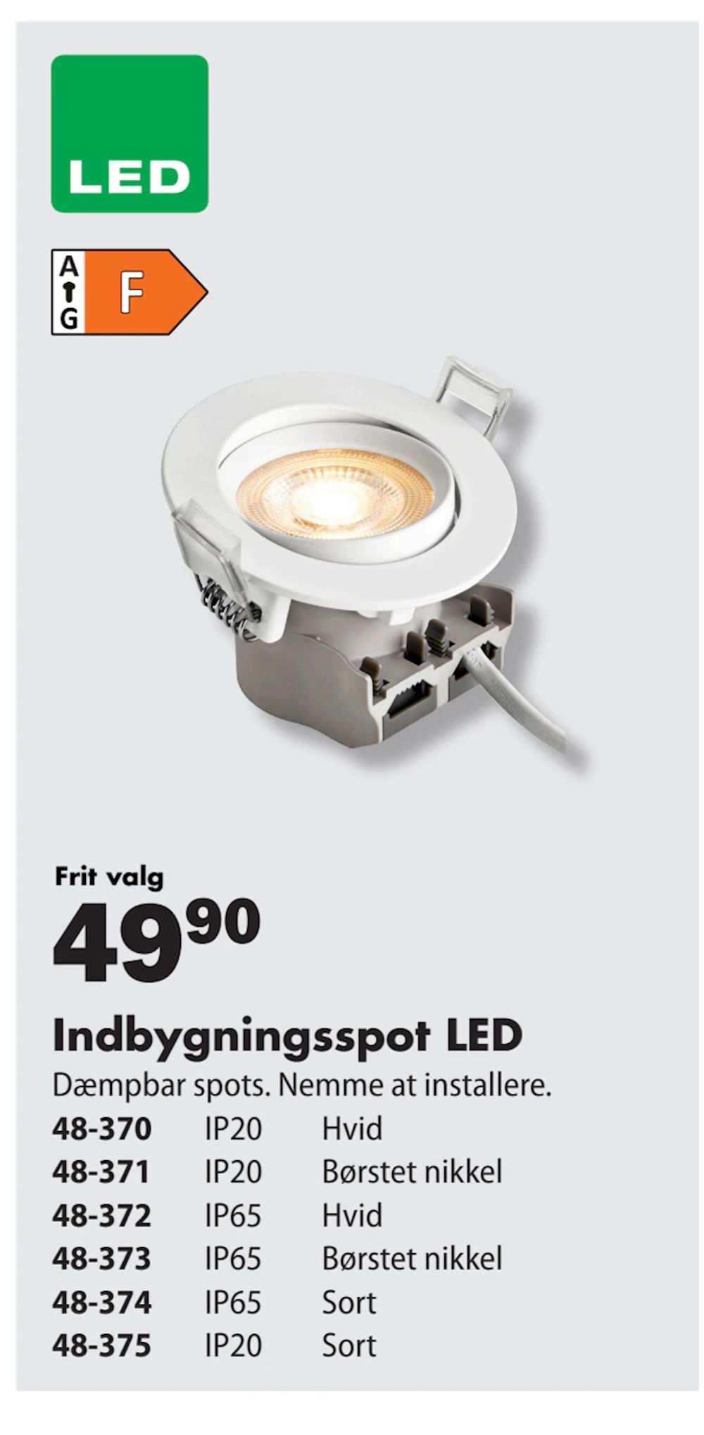 Tilbud på Indbygningsspot LED fra Biltema til 49,90 kr.