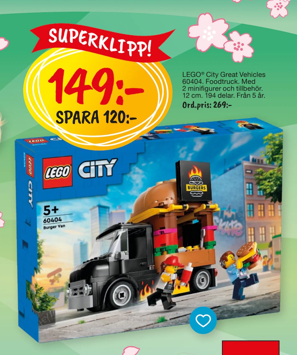 Erbjudanden på LEGO City Great Vehicles 60404. Foodtruck från Leklust för 149 kr