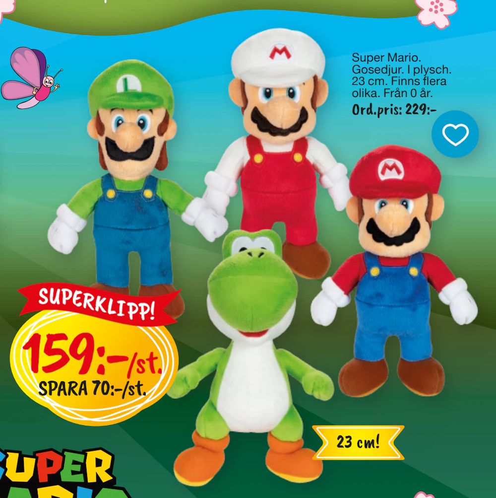 Erbjudanden på Super Mario. Gosedjur. I plysch. 23 cm från Leklust för 159 kr