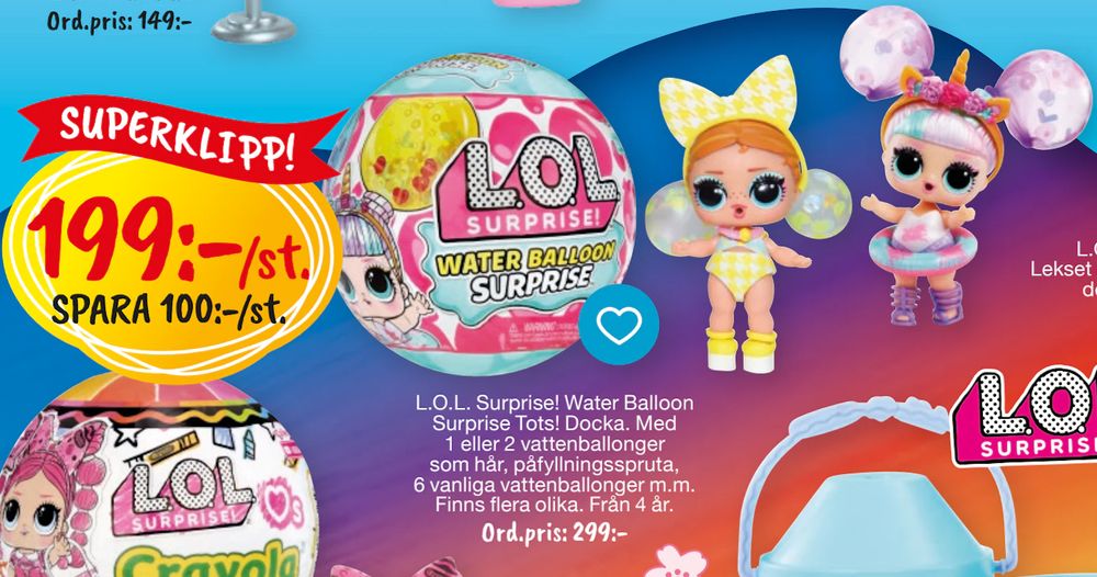 Erbjudanden på L.O.L. Surprise! Water Balloon Surprise Tots! från Leklust för 199 kr