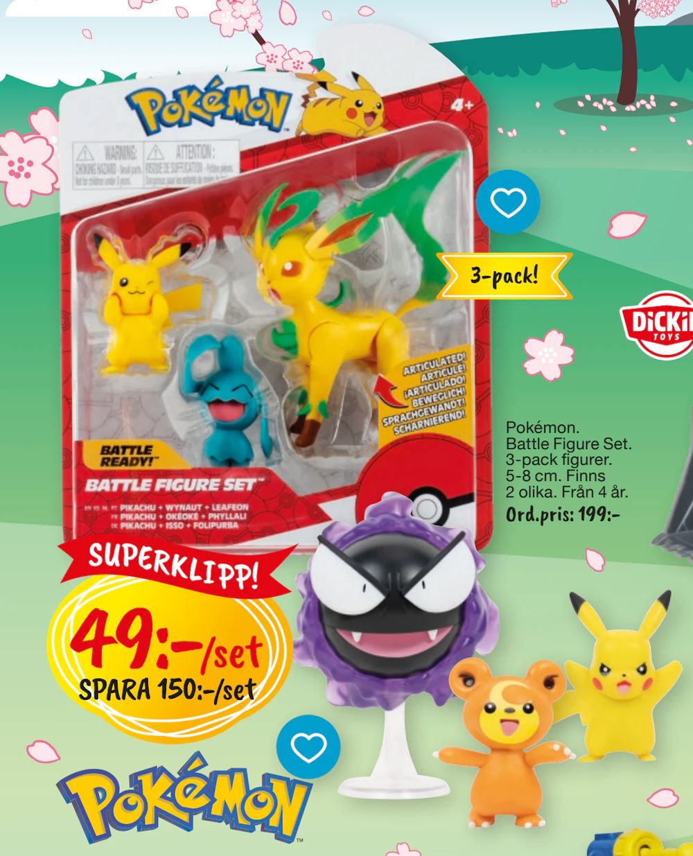Erbjudanden på Pokémon Battle Figure Set 3-pack figurer från Leklust för 49 kr