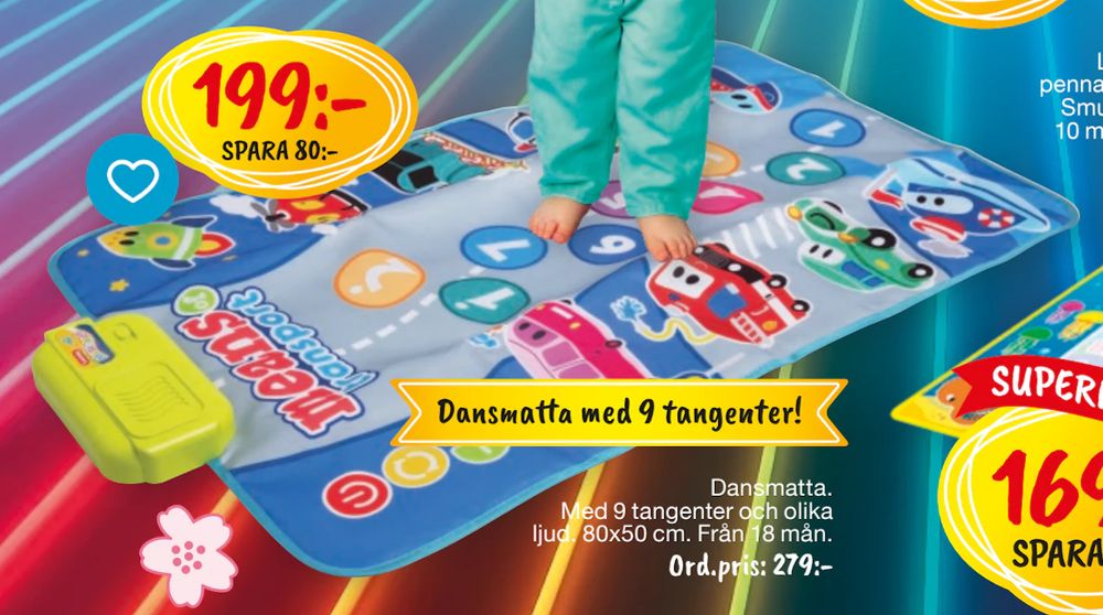 Erbjudanden på Dansmatta med 9 tangenter! från Leklust för 199 kr