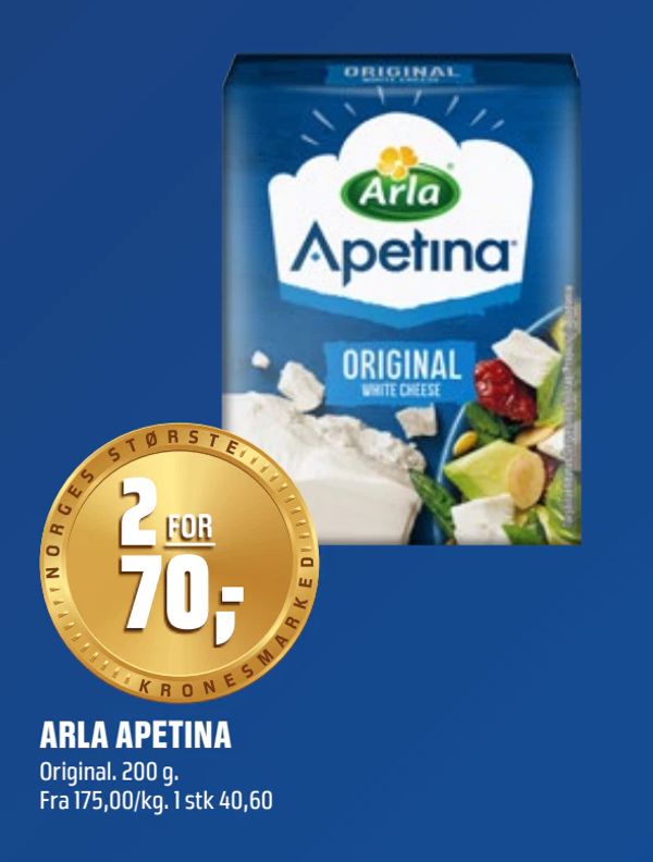 ARLA APETINA Original. 200 g. Fra 175,00/kg. 1 stk 40,60