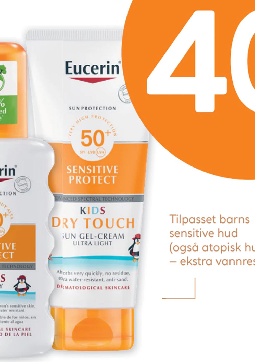 Tilbud på Eucerin Sun Kids Dry Touch SPF 50+. fra Vitusapotek til 245,50 kr