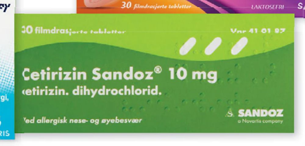 Tilbud på Cetirizin Sandoz tabletter 10 mg fra Vitusapotek til 189,90 kr