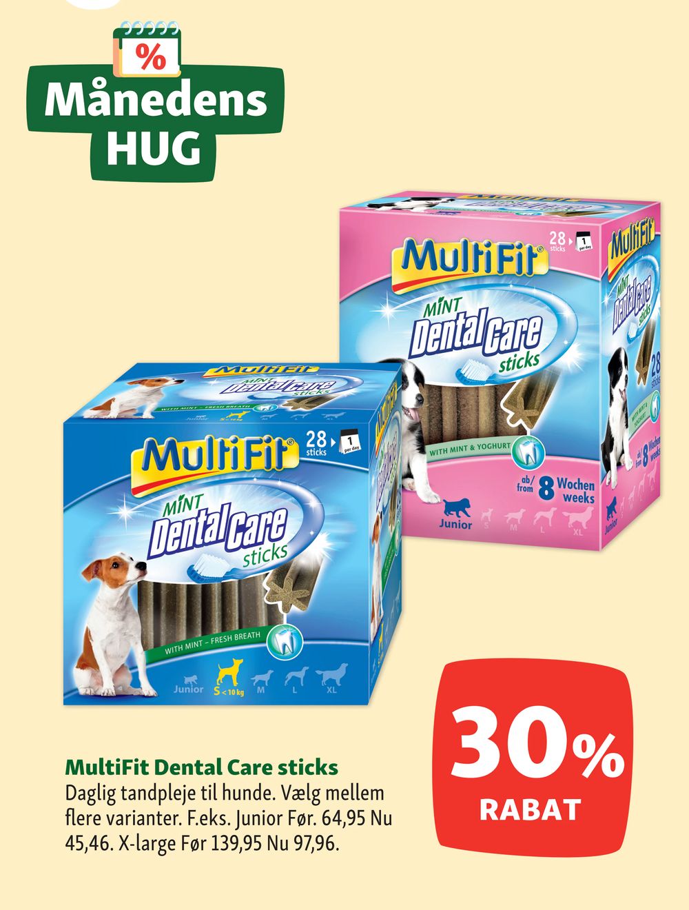 Tilbud på MultiFit Dental Care sticks fra Maxi Zoo til 64,95 kr.