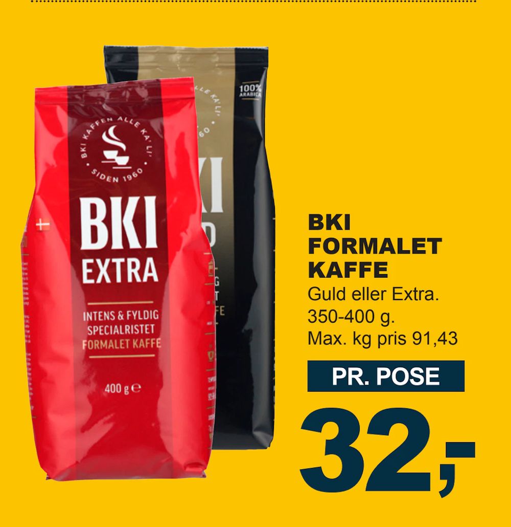 Tilbud på BKI FORMALET KAFFE fra LET-KØB til 32 kr.