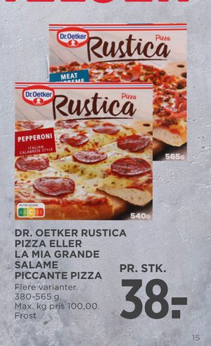 DR. OETKER RUSTICA PIZZA ELLER LA MIA GRANDE SALAME PICCANTE PIZZA