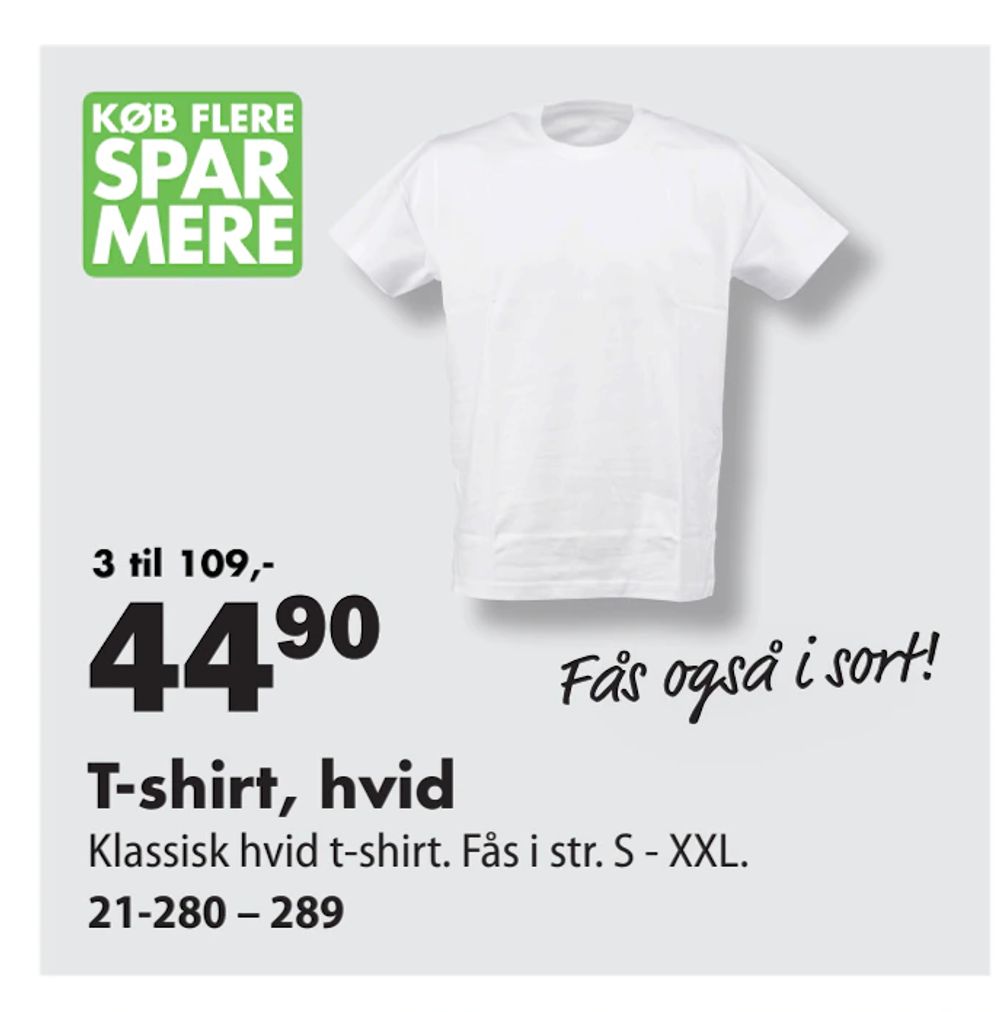 Tilbud på T-shirt, hvid fra Biltema til 44,90 kr.