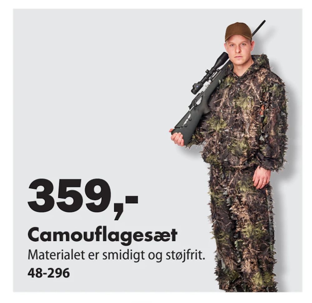 Tilbud på Camouflagesæt fra Biltema til 359 kr.